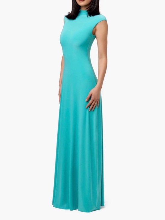 naked wardrobe Dresses & Skirts - Naked Wardrobe Turquoise Aqua Double Jersey Knit Maxi Dress Mock Neck NEW